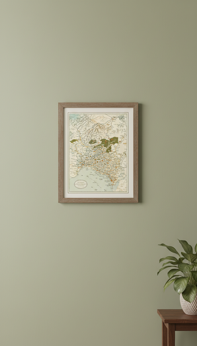 Framed Vintage-Inspired Regional Map