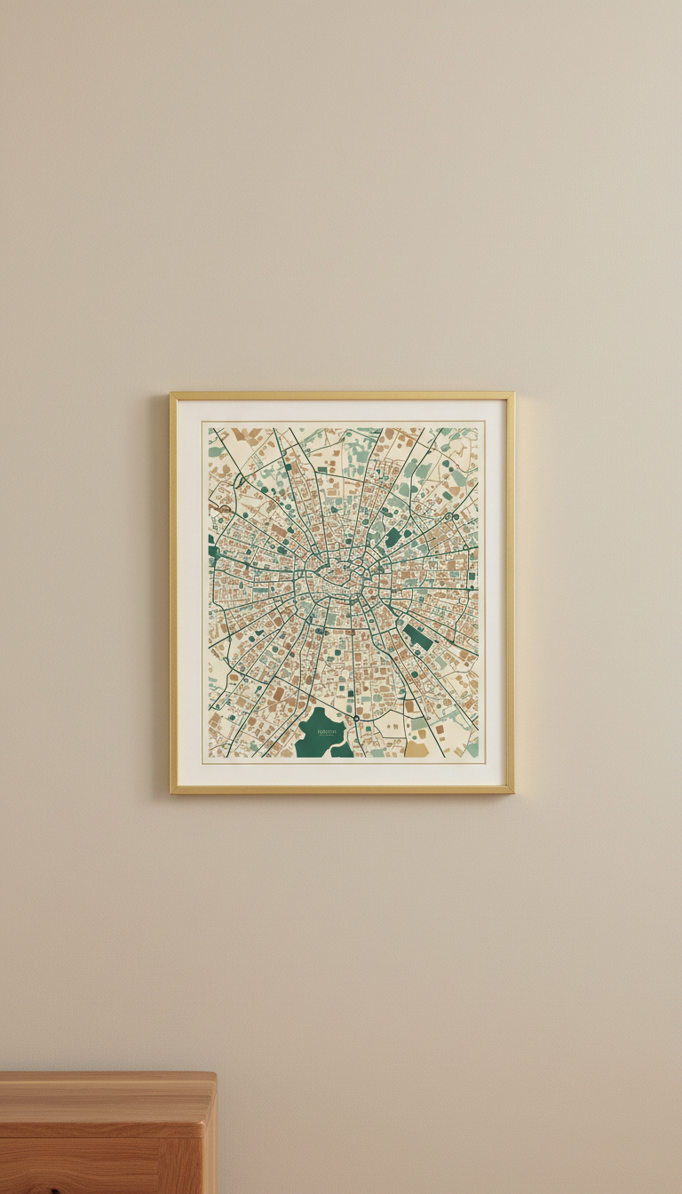 Canvas Map With Walnut Frame